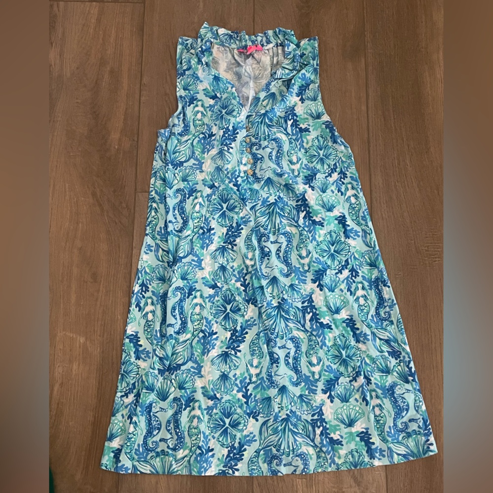 Lilly Pulitzer Aqua and Teal Patterned Dress